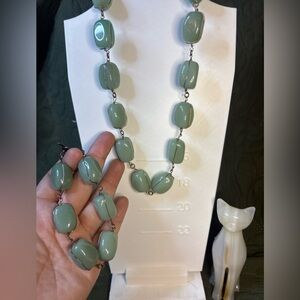 Green Aventurine Necklace & Bracelet Set – Chunky Polished Nugget Beads